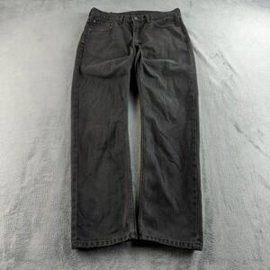 Levis Jeans 36x34 (Fits 34x33) Black Faded 505 Regular Straight Denim Cotton